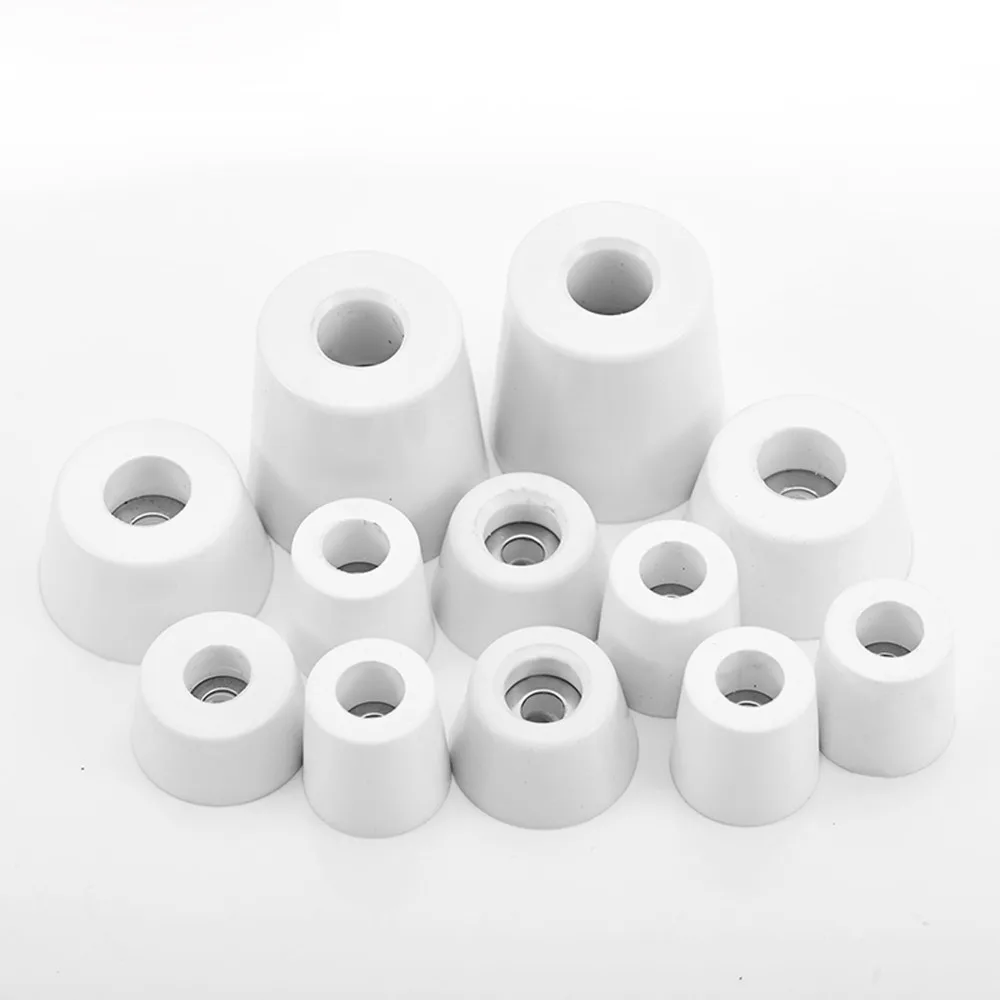 4pcs O/D 13mm To 50mm White Rubber Machine Foot Pad Feet With Steel Washer Non-slip Furniture Table Conical Protector