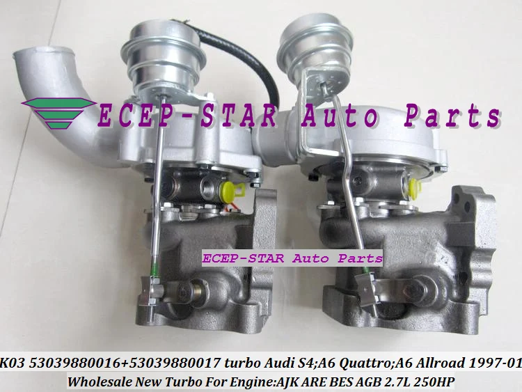 Turbocharger K03 53039880016 53039880017 53039700016 53039700017 For AUDI S4 A6 Allroad;A6 Qua-ttro 2.7L AJK ARE BES AGB 250HP