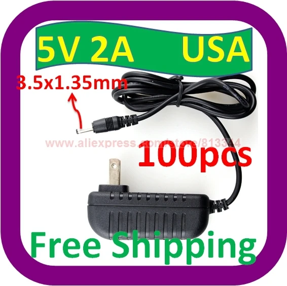 100 Pcs 5V 2A AC Home Wall Charger Power ADAPTER 3.5mm 1.35mm Cord for Nextbook Tablet eReader