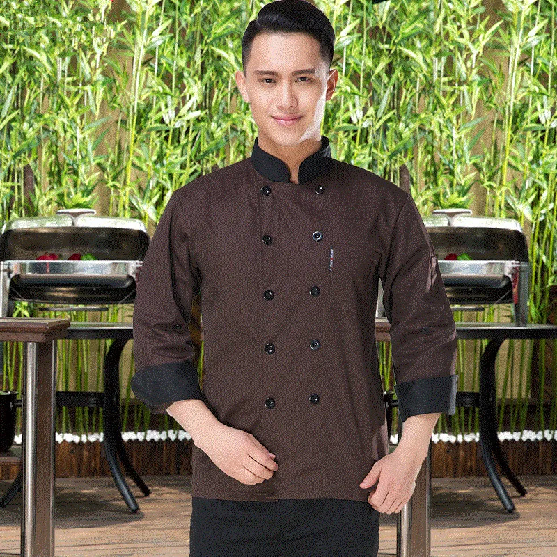 2017 New style 3 colors Unisex dài tay Đầu Bếp quần áo Waiter người đàn ông và người phụ nữ Đồng Phục Khoác Đầu Bếp làm việc Nhà Hàng quần áo