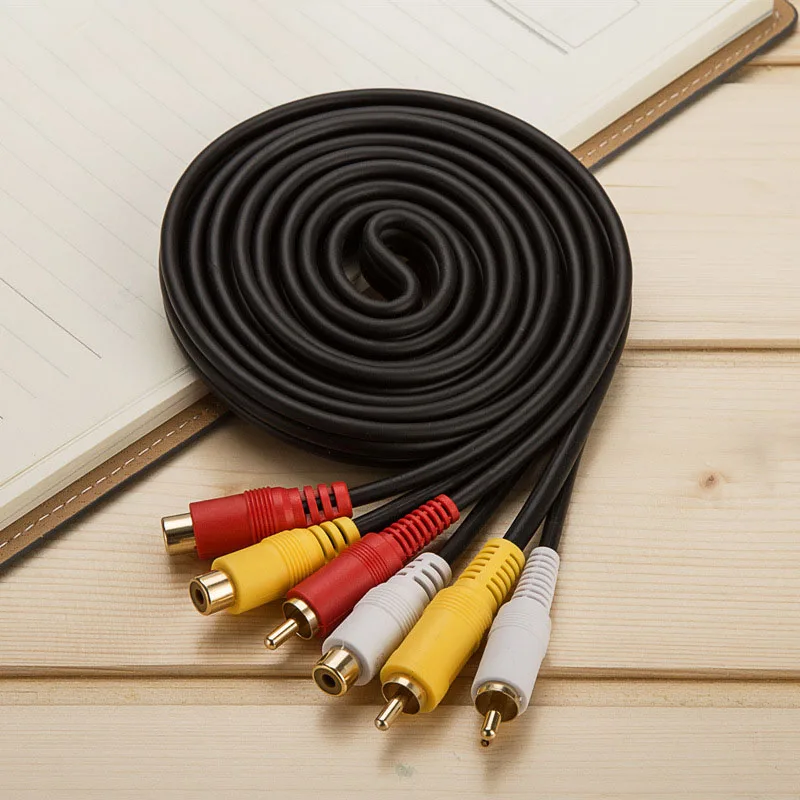 Hot 3RCA M/F 3RCA Male To 3 RCA Female Audio Cable Video DVD AV Cables RCA Adapter Connect Data 1.8M