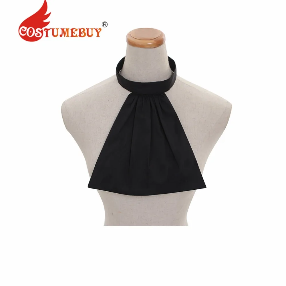 CostumeBuy 18th Thế Kỷ Nam Đen Cotton Collor Jabot Thắt Thời Trung Cổ Vintage Trang Phục Jabot Buộc Đạo Cụ L920