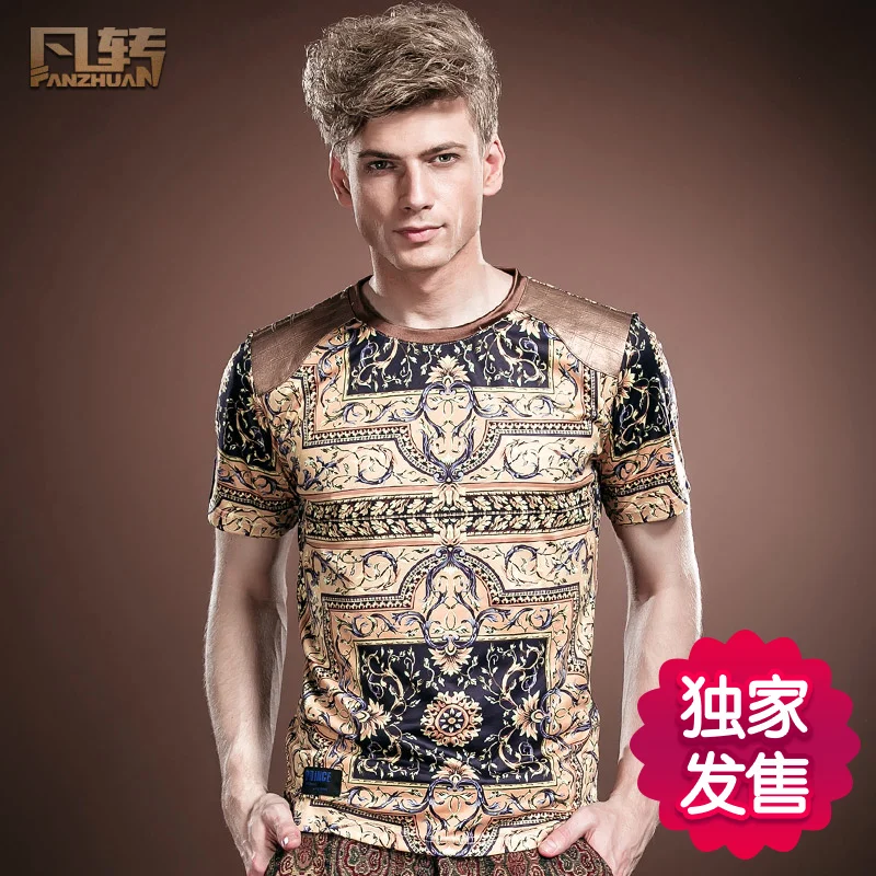 FanZhuan free shipping New fashion casual men's male summer 2017 short sleeved personality T shirt 14527 royal T-shirt slim man