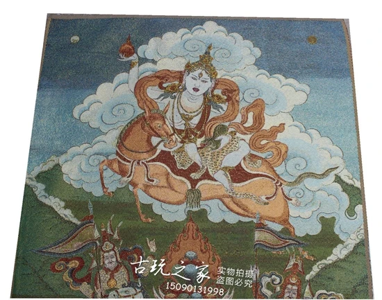 36inch Tibet Silk embroidery gold silk embroidery,Horseback riding,manjusri bodhisattva Buddha statue Thangka Paintings Mural