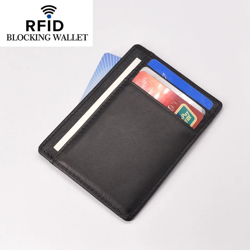 Leather Credit Card Case Rfid Blocking Wallet for Credit Cards Vintage Card Organizer anti Rfid Card Protection Cardholder