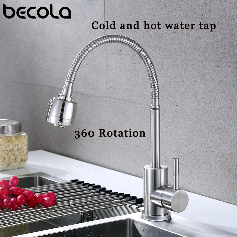 Hot Selling Solid Stainless Steel Kitchen Mixer Tap and Solid SUS304 Kitchen Sink Water Mixer Tap of Hot Cold Kitchen Faucet