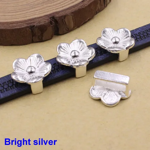 Onebeading Tibetsilber-Blumen-Schieberperlen für Armbänder, Halsketten, DIY-Herstellungszubehör, 14 x 15 mm, Loch: ca. 3 x 10,5 mm, 30 Stück
