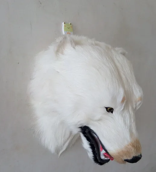 creative Simulation Polar bear head toy polyethylene&furs white Polar bear head model gift about 30*35*24CM y0356