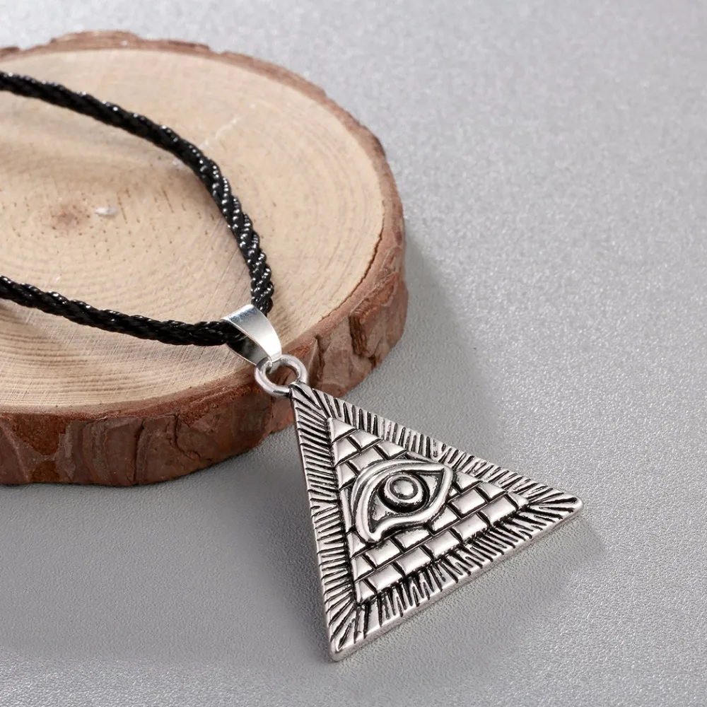 Chandler Egyptian Egypt Pyramid All-Seeing Evil Eye Illuminati Antique  Charm Pendant Necklace For Men Boys Fashion Bijoux