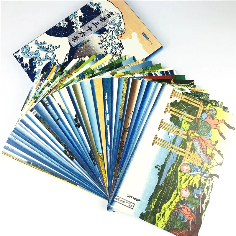 36 Sheets/Set Japanese Ukiyo-e Painting Large Postcard Greeting Card Birthday Gift Card Message Card