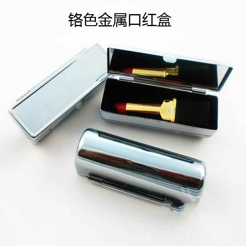 100Pcs/lot  Blank Metal Lip stick Box pill Cases Holder Inside with Mirror Personlized Logo Gift Free Shipping lin4478