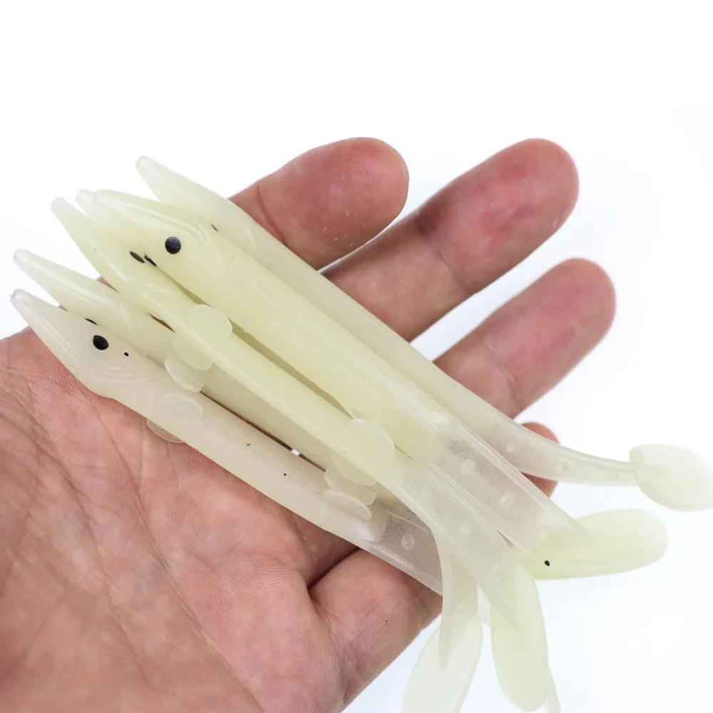 10pcs Saltwater Fishing Small Eel Lure Bait  Soft Platic Fish Lure with Eye for Sabiki Rig Lumo White Green Red Blue Color