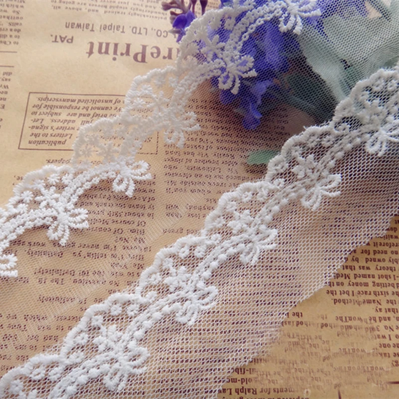 

20 yard 5.5cm 2.16" wide ivory bow mesh embroidery lace trim ribbon 19416L4K605