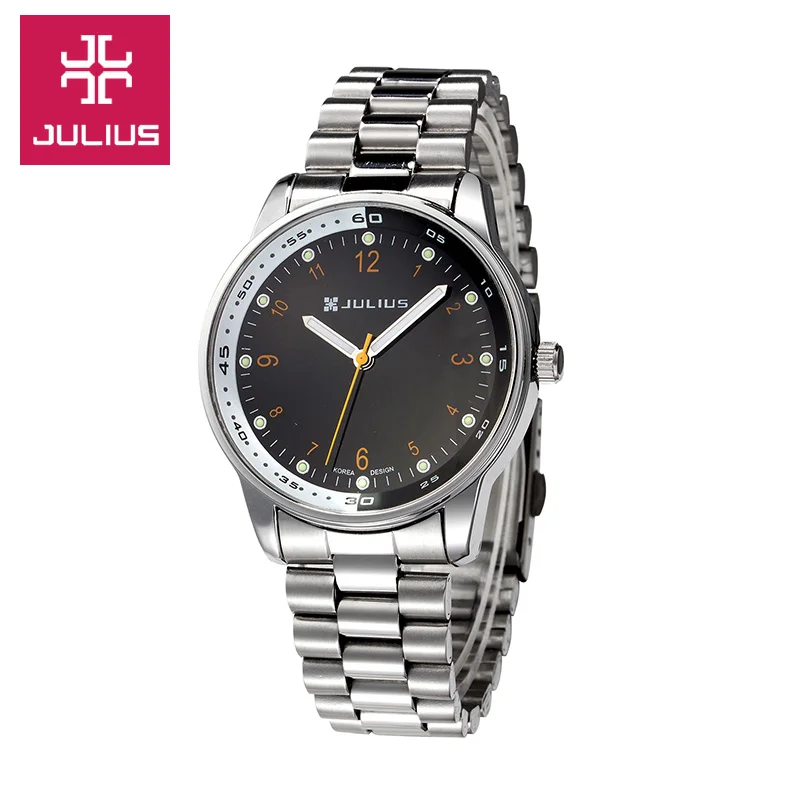 Top Men's Watch Julius Miyota Quartz Hours Fine Fashion Clock Bracelet Stainless Steel Band Business Boy Birthday Gift No Box