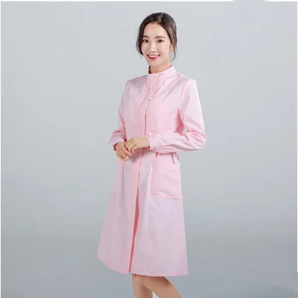 Doctors serving long-sleeved white coat female nurse winter Slim waist overalls Long sleeve  lab coat  pharmacy Overalls