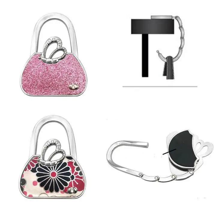 Handbag Hook Bag Holder Angel Wings Leopard Print Butterfly Flower Zebra Portable Foldable Purse Hooks Hanger Holder SN1225