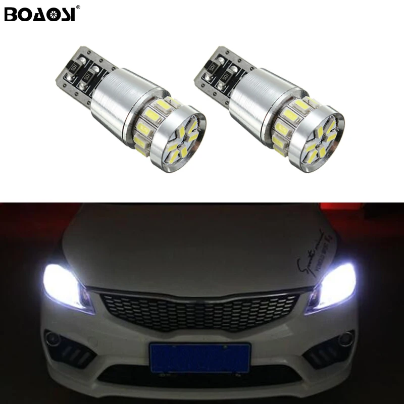 2x Canbus Car 3014 SMD T10 LED W5W Projector Lens Auto Lamp Light Bulbs for Kia sportage rio k2 k3 k5 ceed cerato sorento