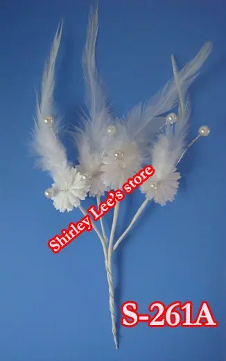 

Wholesale---NEW DESIGN!!! 432 X Delicate White Silk Flowers w/Feathers and Pearls ,WEDDING FLOWERS