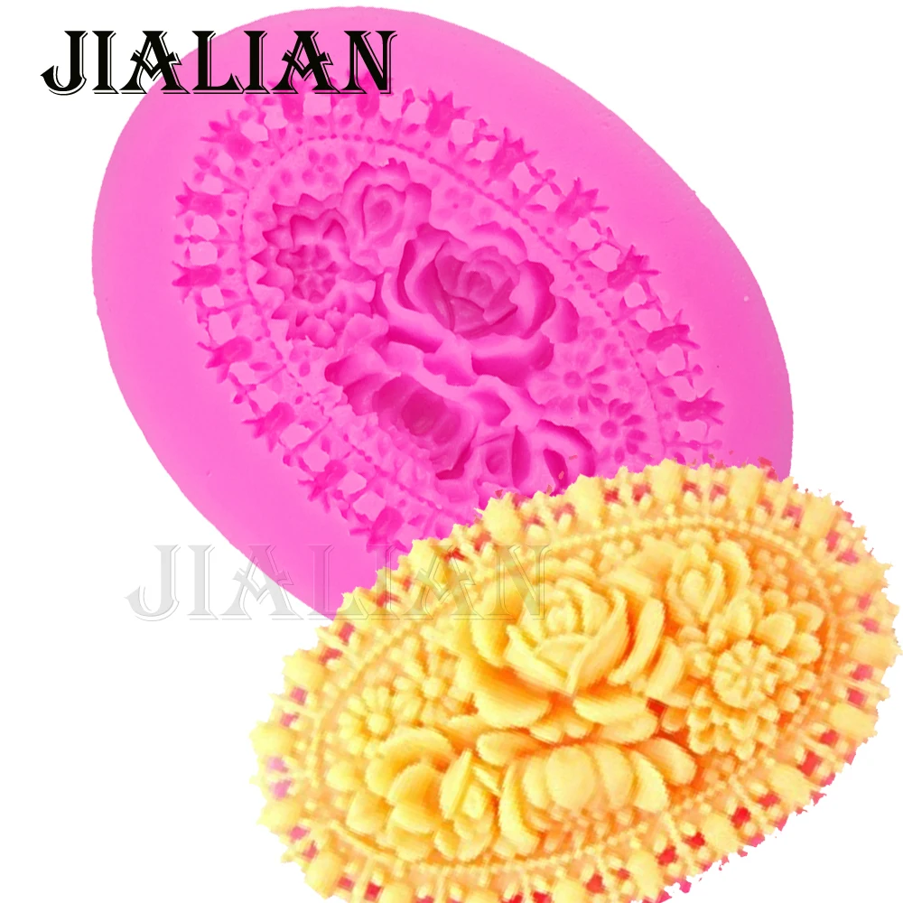 100% Good grade silicone roses Flowers lace soap mould weddi