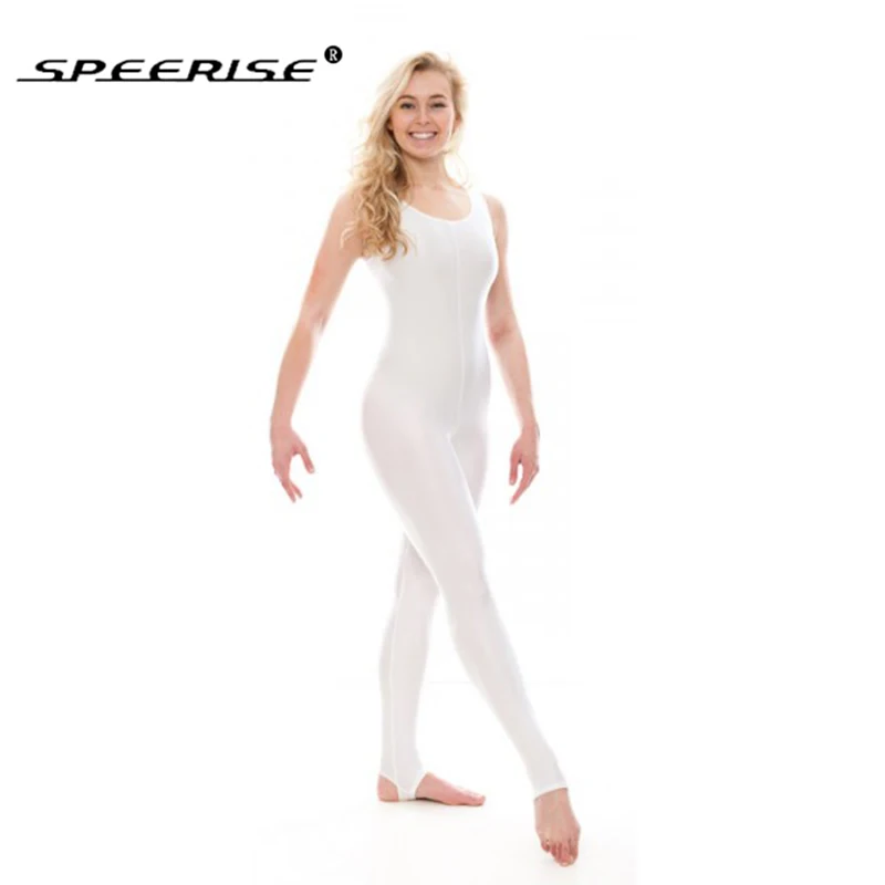 SPEERISE – combinaison débardeur noire en Spandex pour femmes, avec étriers, vêtements de danse de Ballet, Costume d'entraînement