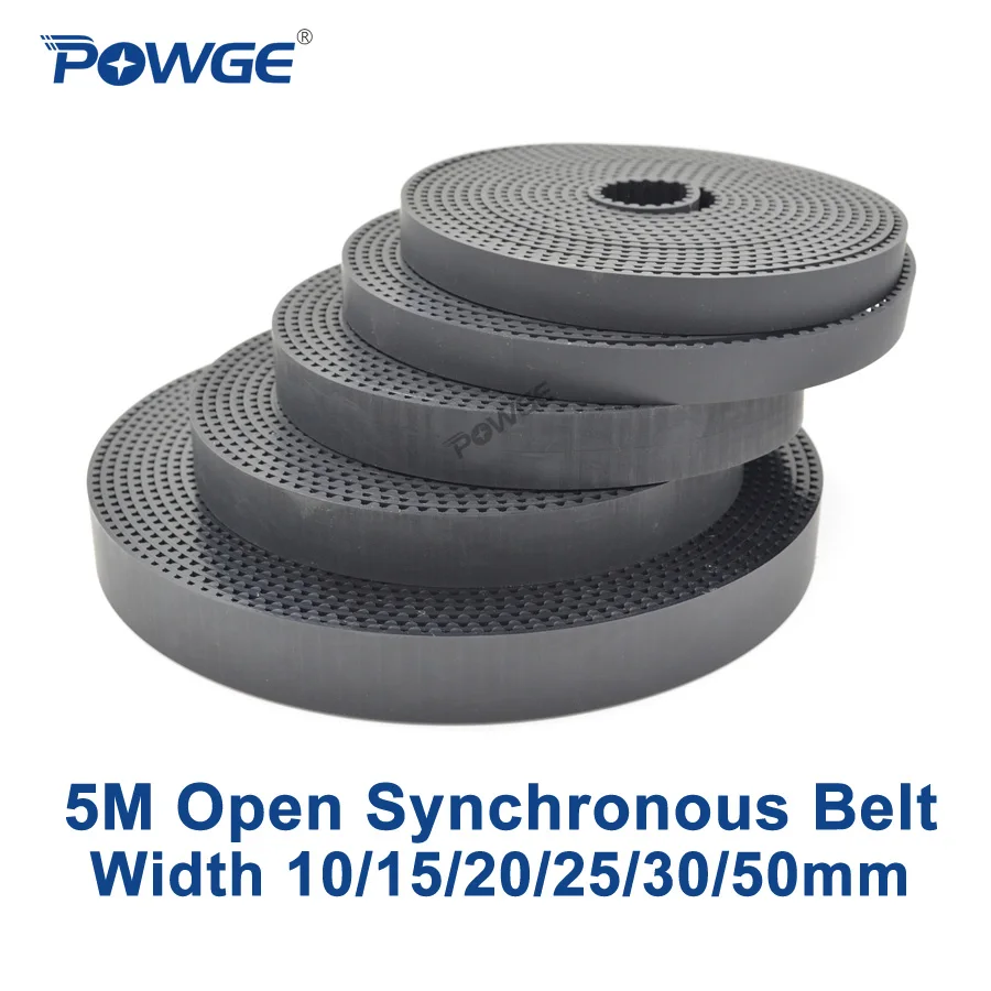 

POWGE Arc Tooth PU черный HTD 5 м Открытый синхронный ремень Ширина 10/15/20/25/30/50 мм полиуретан, сталь 5M-25 HTD5M зубчатый ремень