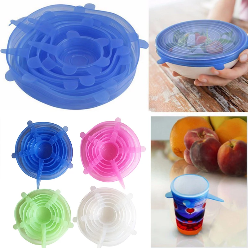 

6pcs / lot Universal Silicone Stretch Suction Pot Lids Kitchen Silicone Cover Spill Lids Cooking Pan Home Bowl Stopper Cover