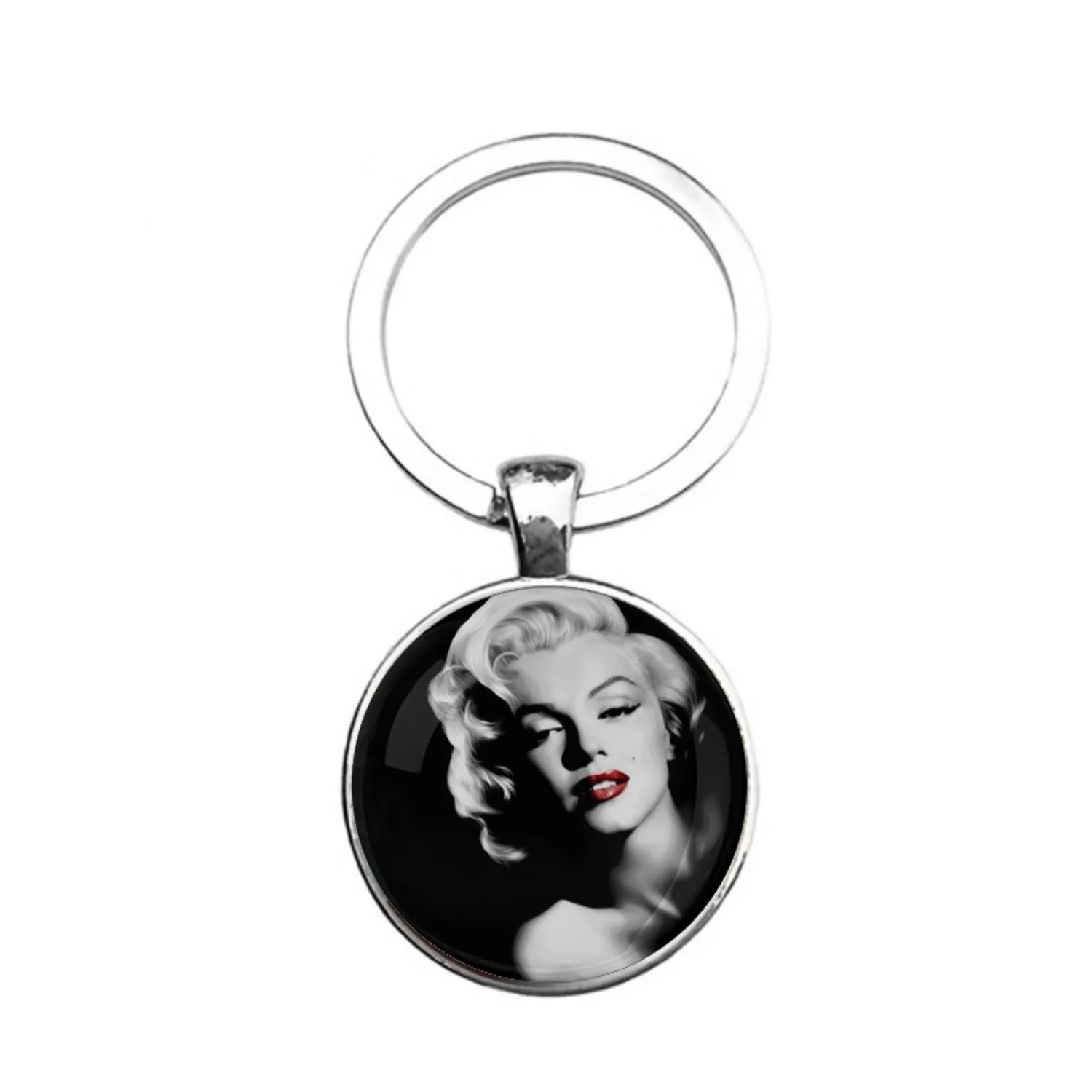 Marylin Monroe Key Chain Key Ring Keyfob Photo Glass Cabochons Dome Pendant for iPhone8 7 6 6S Plus X XS MAX 5 5S SE XR 10 Gift