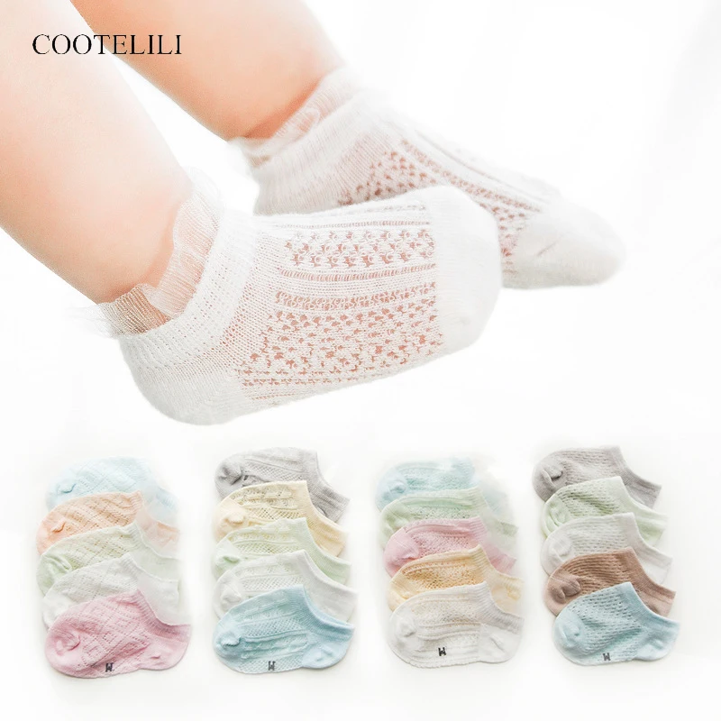 COOTELILI 0-8Y Summer Baby Boys Socks Kids Socks Baby Girl Boys Clothes Baby Accessories Hollowed-Out Children Socks 5pcs/lot