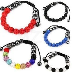 10mm 3pcs/lot p3534 multicolor mixed Crystal Disco Pave Ball bead  Bracelets Bangles for men women Handmade Wholesale