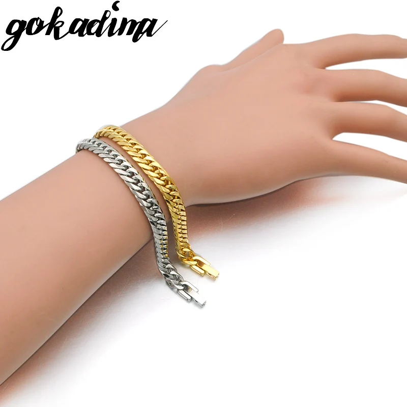 Gokadima Girls Women\'s Bracelet 2017 Christmas Gift Stainless Steel Link Chain Bracelet Jewelry Party, Wholesale