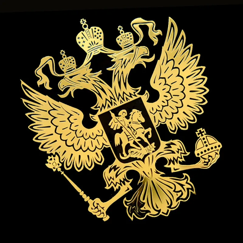 New Coat of Arms of Russia Nickel Metal Car Sticker Window Laptop Phone Decal Russian Federation Eagle Emblem 3D Car Styling