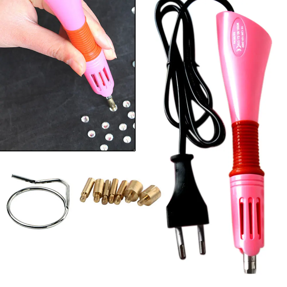 

7 in 1 Iron-on Wand Hot Fix Hotfix Rhinestone Applicator Crystal Gem Rhinestone Heat-fix Power Tool US/EU Plug