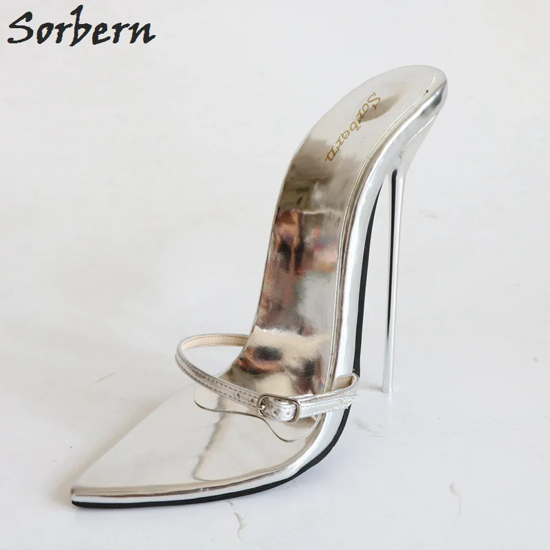 Sorbern Sexy 18cm Metal High Heel Sandals Ladies Slides Buckle Straps Play Fun Shoes Size 38 Evening Night Club Party Heels