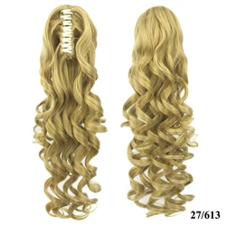 Soowee Lange Wellenförmige Synthetische Haar Clip In Haar Extensions Stück Pony Schwanz Blonde Schwarz Klaue Pferdeschwanz-haar auf Haarnadeln Headwear