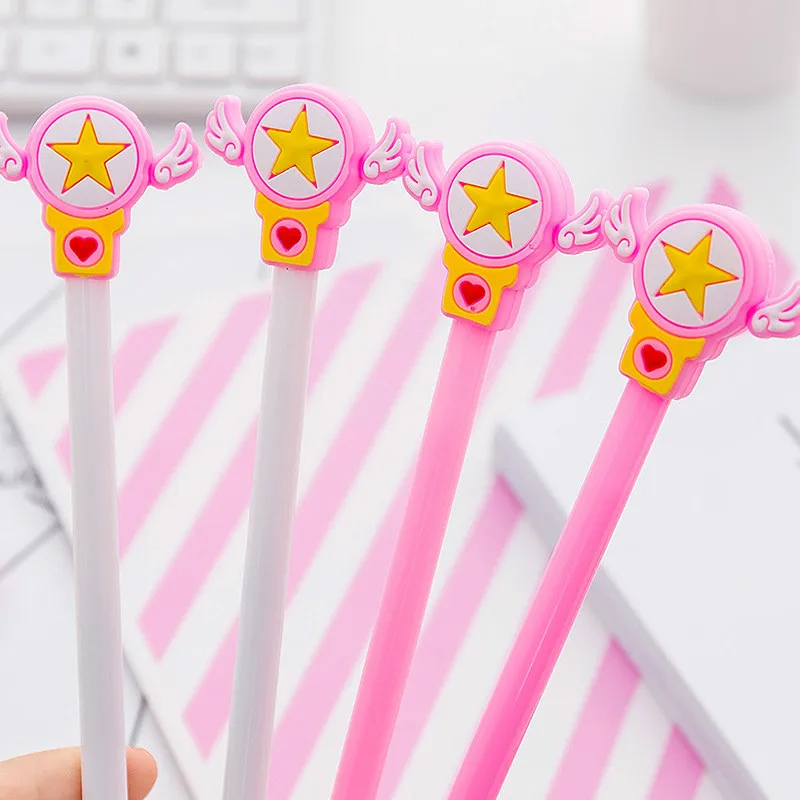 36pcs Wholesale Girl Heart Star Magic Wand Shape Black Pen Creative Student for School Writing Pens Sign Stationery Supplies