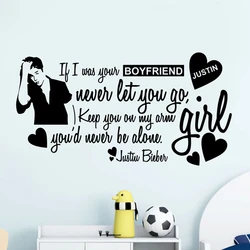Justin Bieber fashion wall stickers home decoration for girl wall quotes decorative stickers vinyl wall decals poster m2005