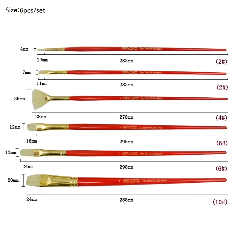 WINSOR&NEWTON Bristle painter artist special Paint brushes   Oil and Acrylic paint brushes  ART supplies 4pcs/set or  6pcs/set