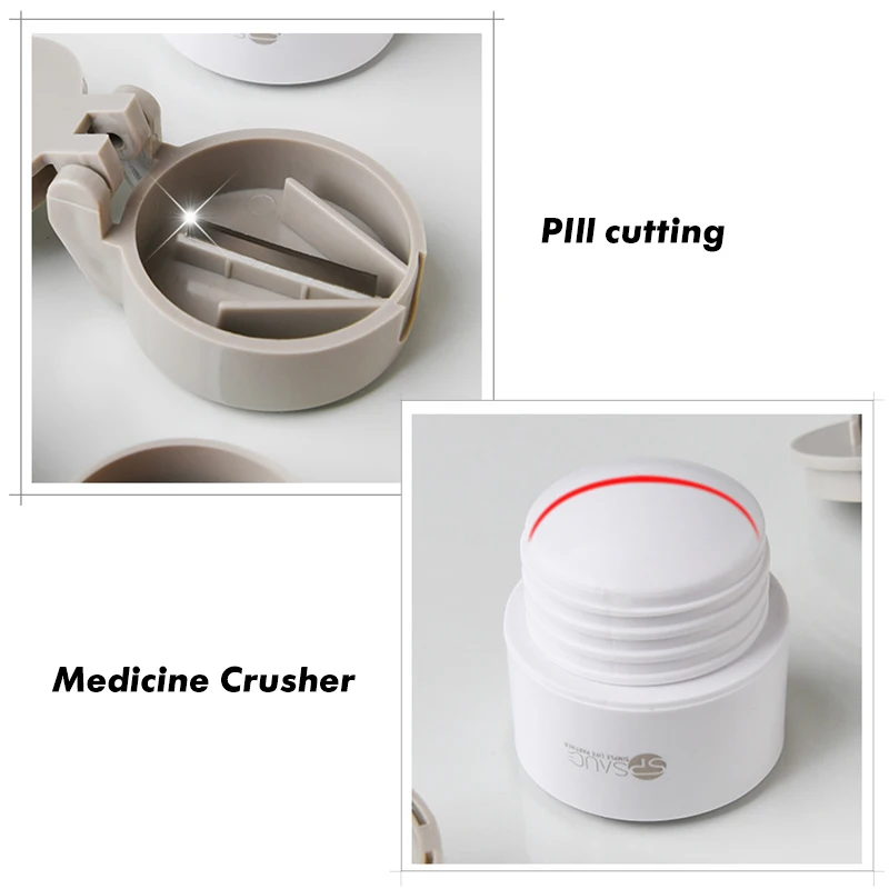 Medicine Crusher Pill Cutter For Tablets 4 In 1 Portable Case Pills Splitter Dispenser Broken Mill Drug Separator Pill Divider