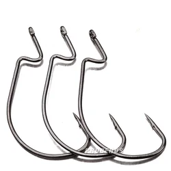 10pcs/LOT Fishing hook crankhook for Soft Worm Bait Crankbait Wide belly crank hooks Steel Wide Crank Offset Barbed Carp