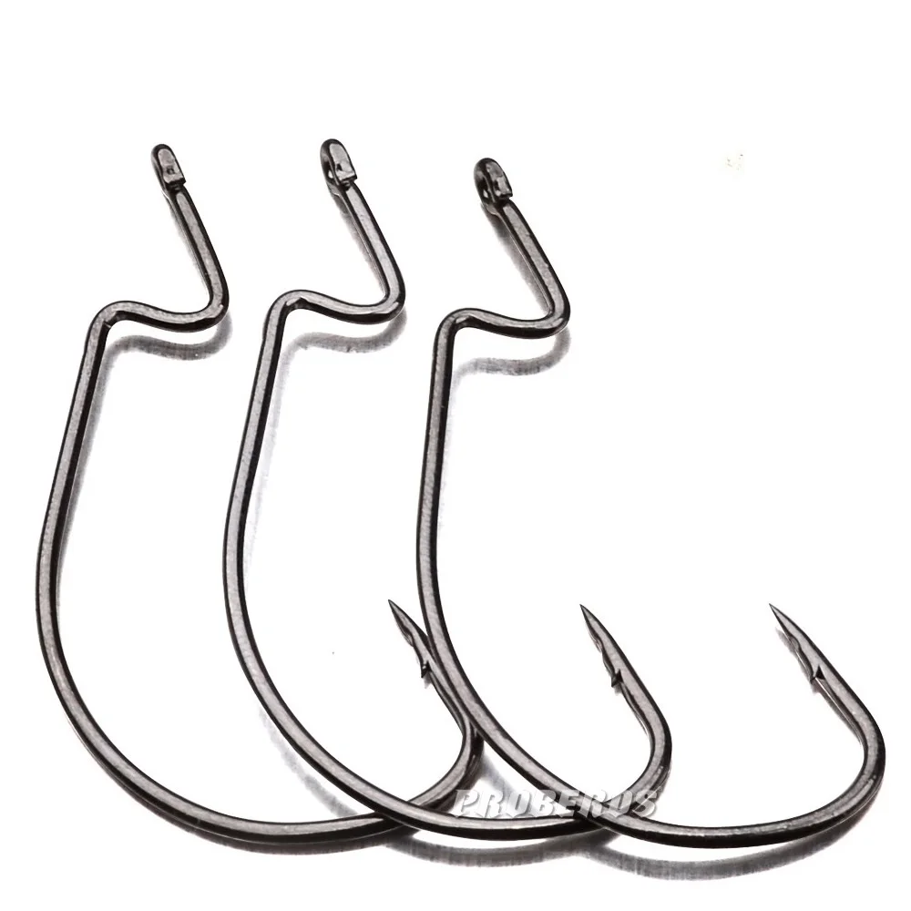 10pcs/LOT Fishing hook crankhook for Soft Worm Bait Crankbait Wide belly crank hooks  Steel Wide Crank Offset Barbed Carp