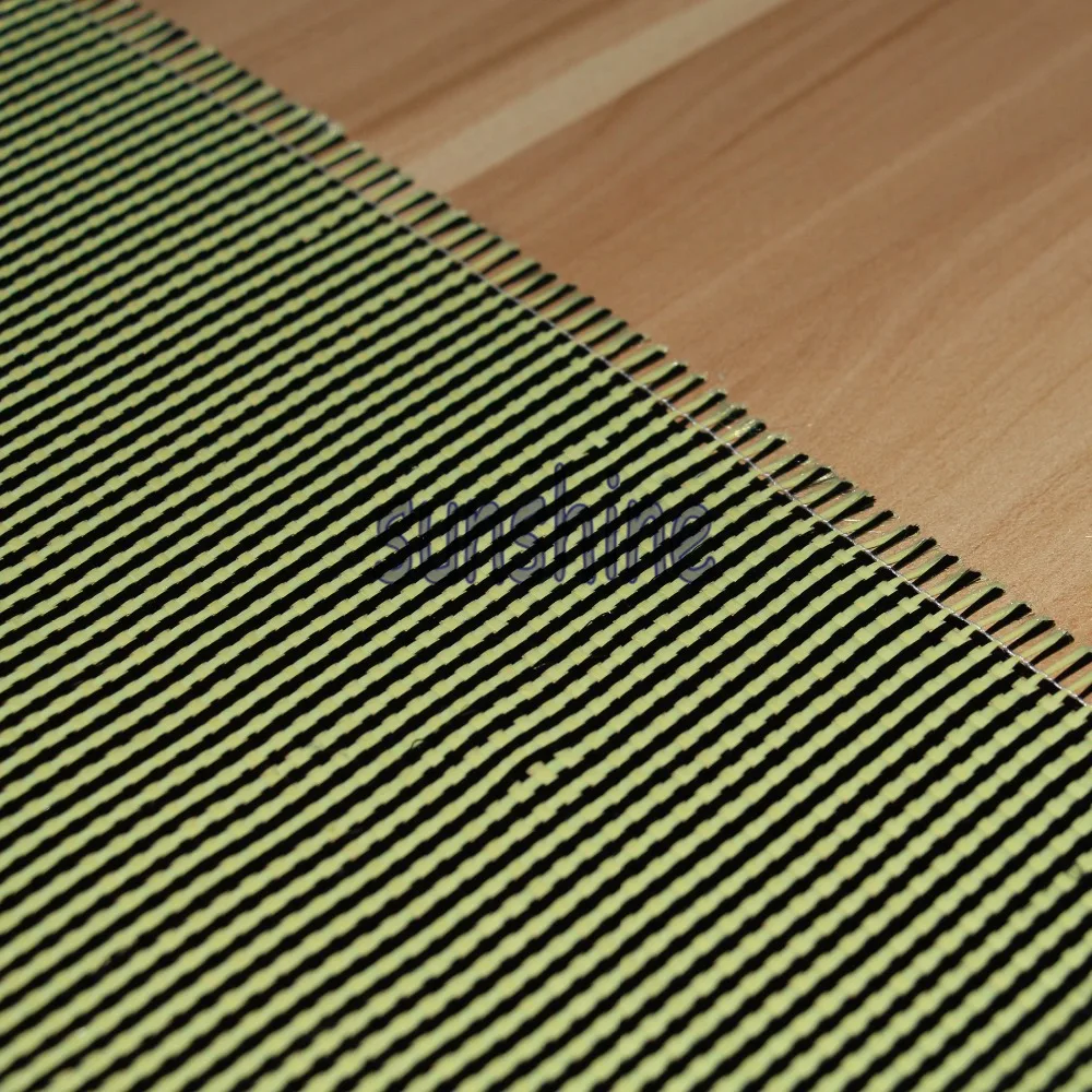185gsm Carbon Aramid Fiber Hybrid Fabric Yellow Plain woven  Hollow Sq  Factory Outlet