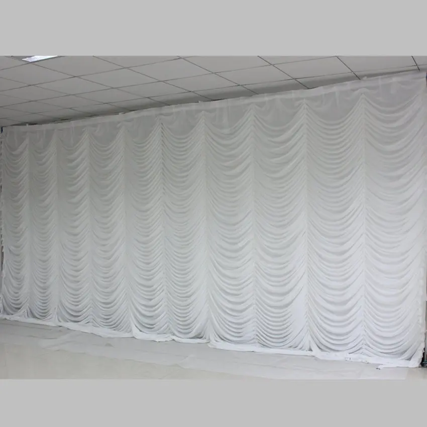 New Hot 10ftx20ft Wedding Party Stage Background Decorations Wedding Curtain Backdrop Drapes In Ripple Design White Color