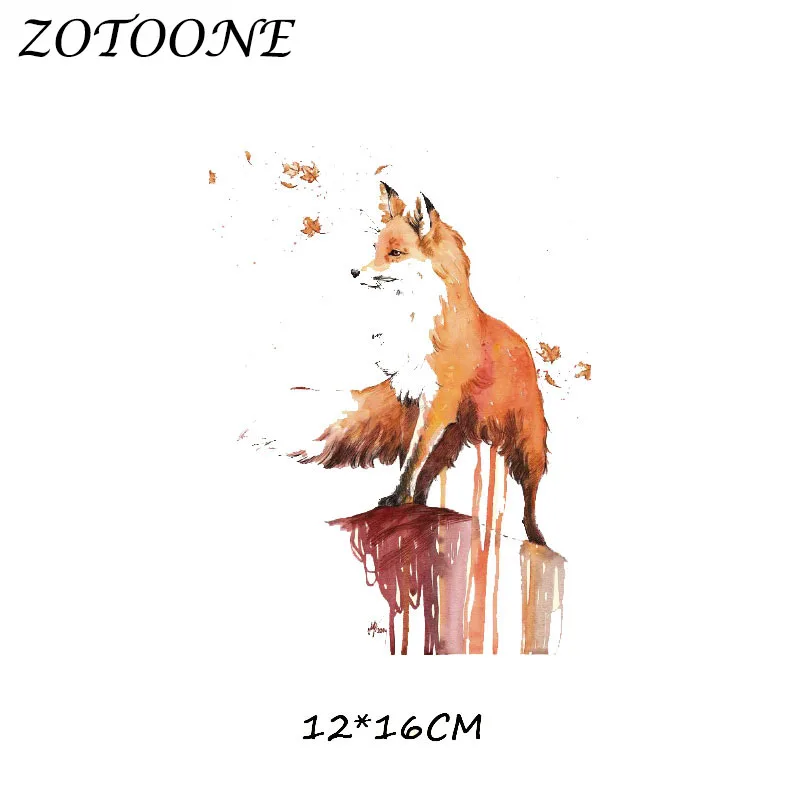 ZOTOONE Cute Warm Fox Patches Iron on Transfer Patches for Clothing Beaded Applique Clothes DIY Animal Accessory Decoration D