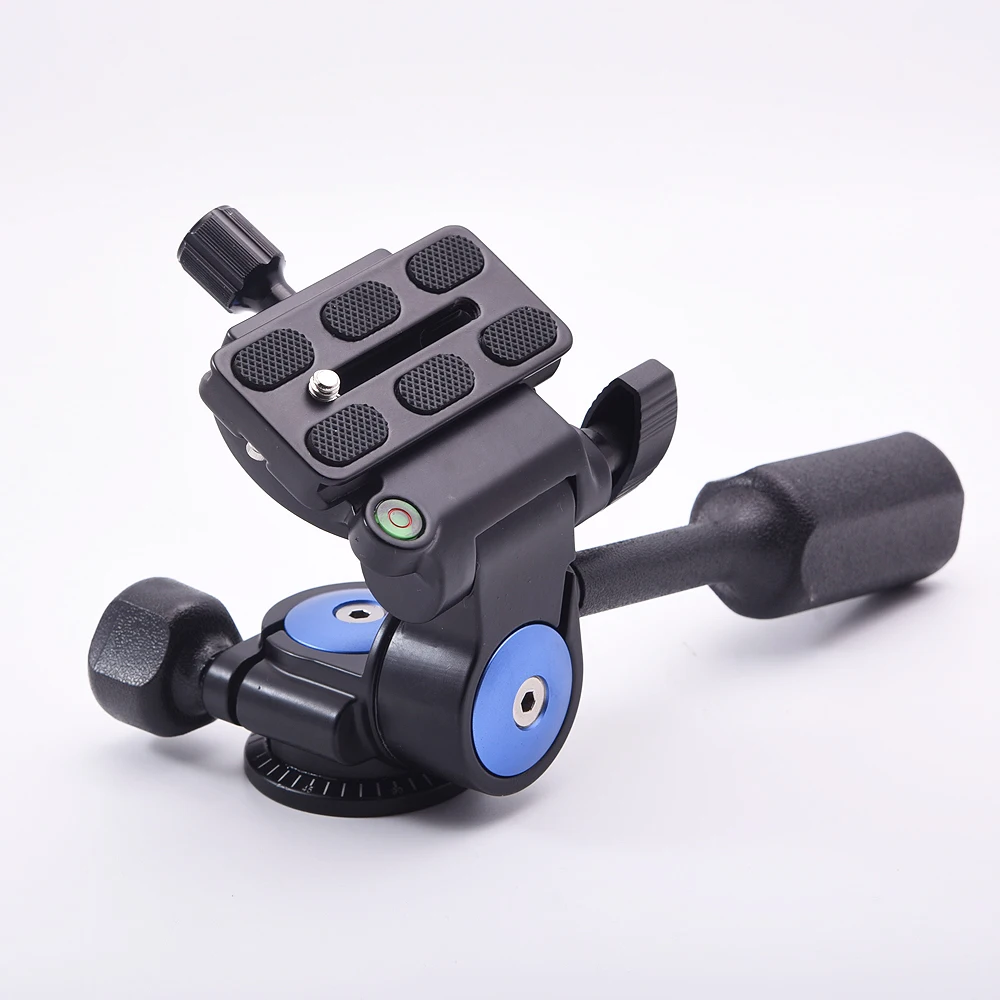 SETTO-Cabezal de bola de trípode para vídeo, brazo basculante de cabeza fluida de 3 vías con placa de liberación rápida para monopié de trípode de cámara DSLR