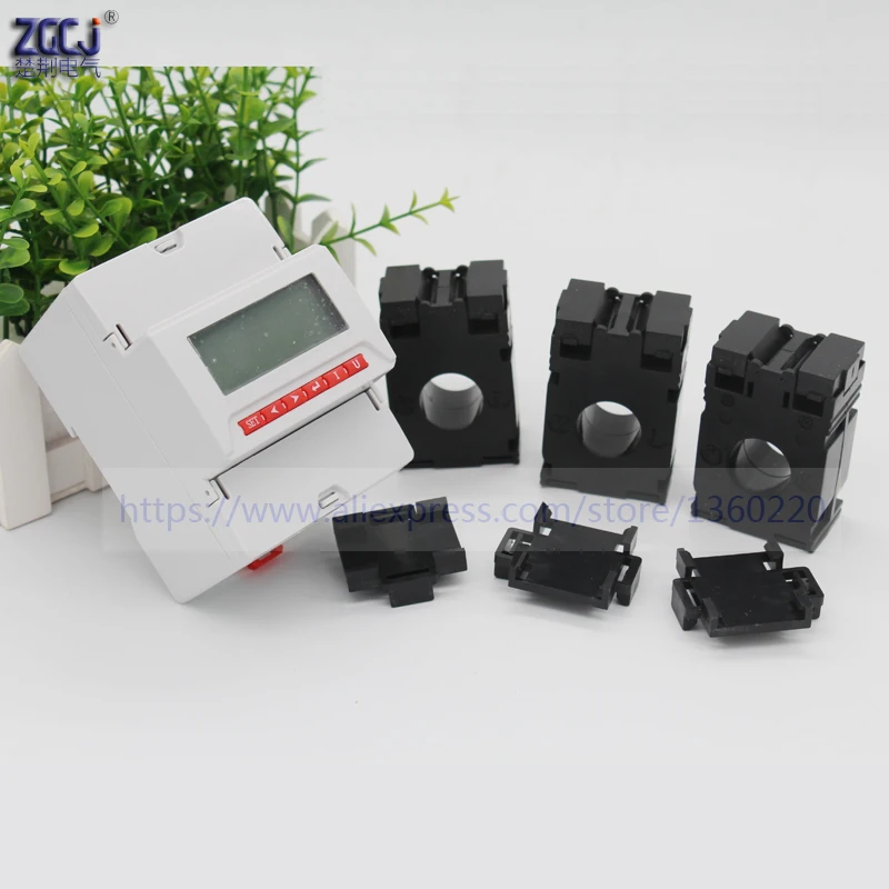 

AC 50A,75A,100A,150A,200A,250A din type 3 phase multifunction power meter with RS485 communication with 3 pcs din transformers