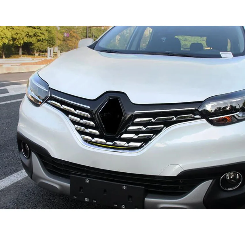 For Renault Kadjar 2016 2017 2018 Chrome Car Exterior Front Bumper Grill Grille Frame Bezel Cover Trim Styling Accessories 7Pcs