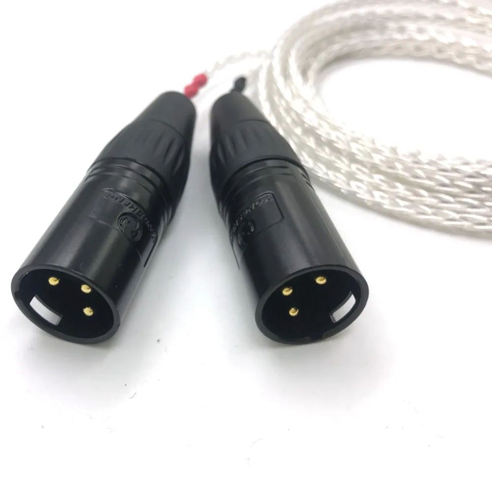 Free Shipping Haldane 8 Cores Silver Plated 4.4mm Balanced Female to Dual  2x 3pin XLR Balanced Male Audio Adapter Cable