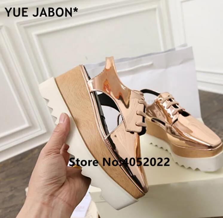YUE JABON Metallic Platform Sandals Summer Shoes Women Sapato Star Open Toe Buckle leather Sandalias Wedges Casual Zapato Mujer
