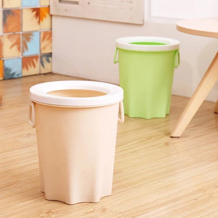 Household Trash Can Be Hand-Held With Pressure Circle Office Basket Basket Plastic No Cover Round Kitchen Hygiene Barrels