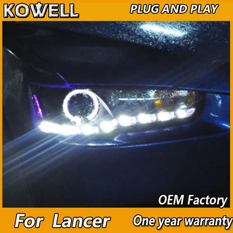 KOWELL Car Styling for Mitsubishi Lancer Headlight 2009-2016 Sentra LED Headlights DRL H7 D2H Hid Option Bi Xenon Beam